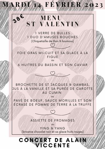 Notre menu pour la Saint-Valentin